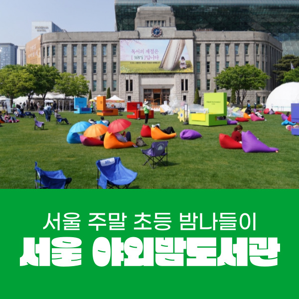  서울 주말 초등 밤 나들이 야외 밤 도서관 책 읽는 야외광장 맑은 냇가
