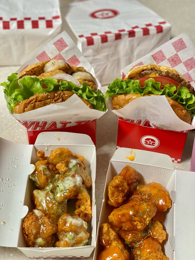 해운대역 맛집 왓더버거 해운대점 시그니처, 직화통새우버거 세트