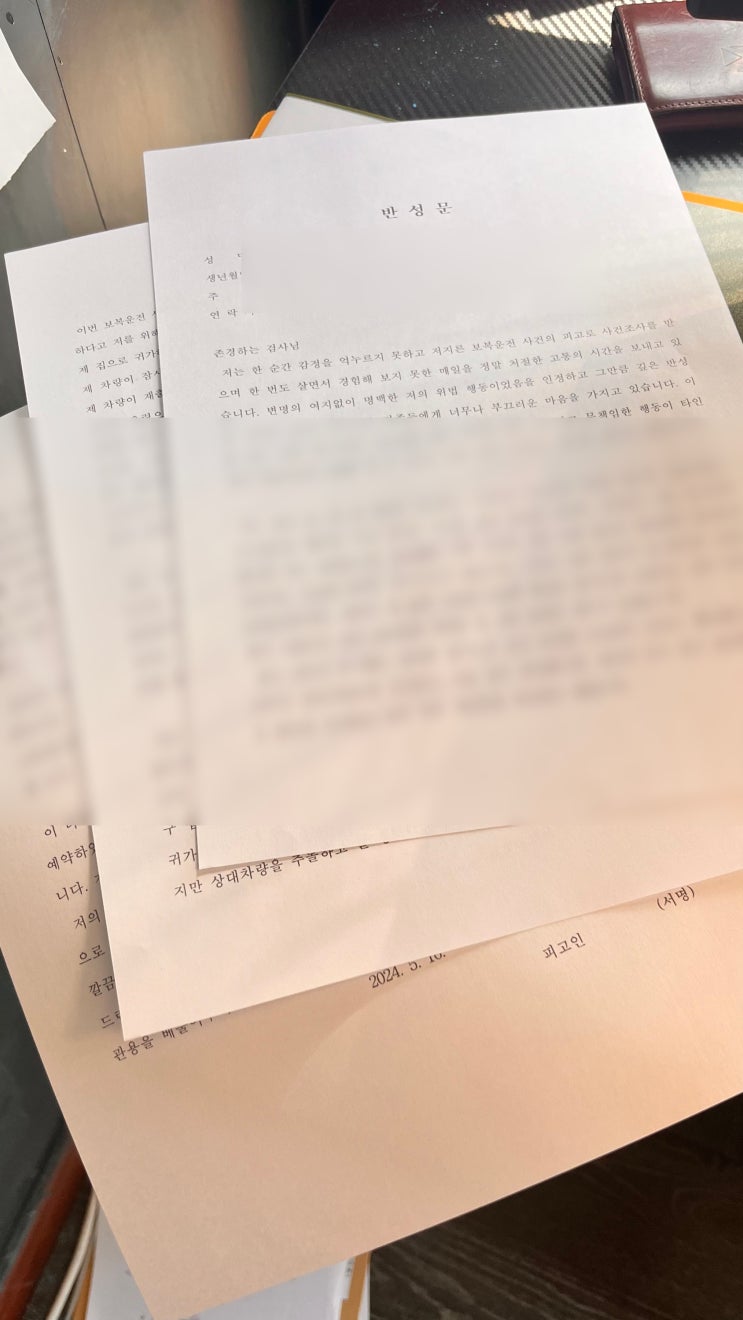  보복운전 반성문 작성 사례