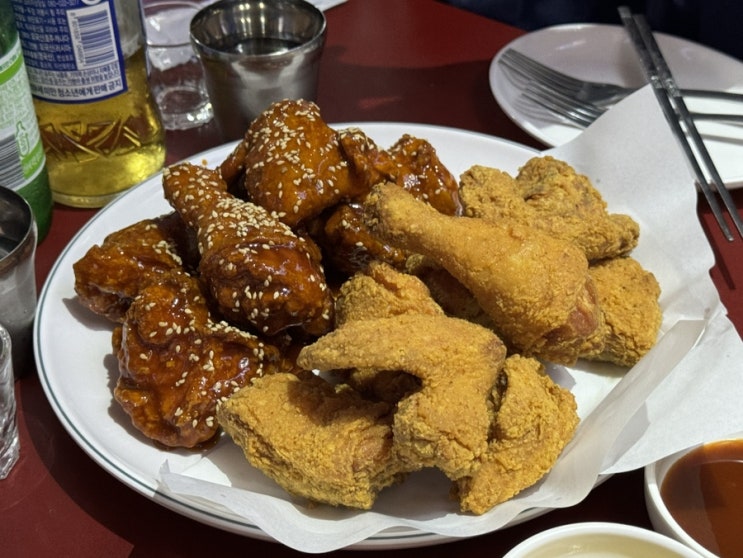  모란 맥켄치킨 추천 메뉴: 반반치킨, 쫄뱅이무침