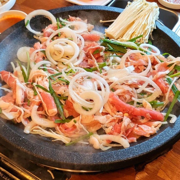  진주 정촌 화개마을 : 야채 오리불고기와 들깨수제비