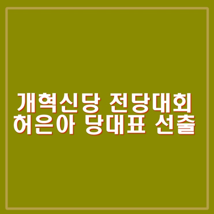 <b>허은아</b> <b>개혁신당</b> 당<b>대표</b> 선출. 이기인, 조대원, 전성균... 