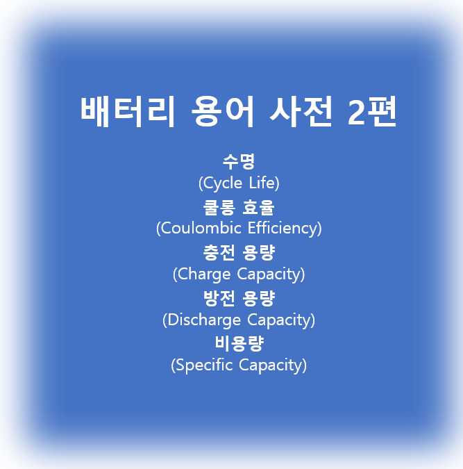  배터리 용어사전 2편(수명, 쿨롱 효율, 충전 용량, 방전 용량, 비용량, 용적)
