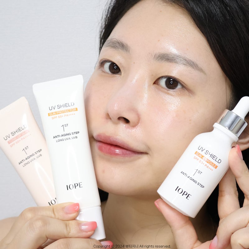 올영 선크림 추천, 아이오페 신상 안티에이징 선케어 UV Shield 선앰플 & 선프로텍터 & 톤업선크....