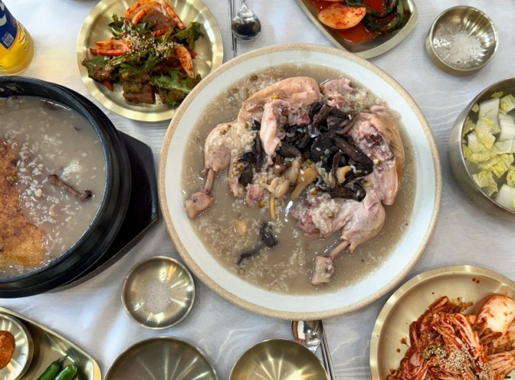  동탄 장수촌 능이 닭 누룽지 백숙 메밀전병 누룽지죽