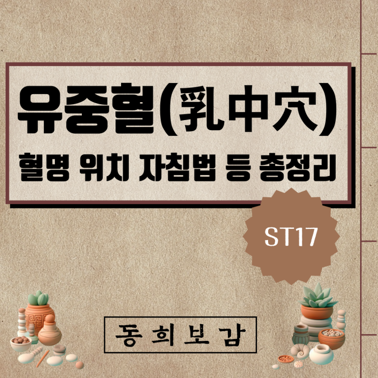  유중혈(乳中穴) ST17, 소속경맥 혈명 위치 특성 자침법 등 총정리