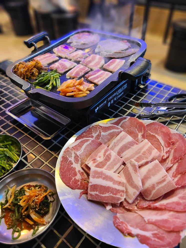  송도신도시 타임스페이스 냉삼겹살 고기집 '초원냉삼'(feat 인천대입구역 맛집)
