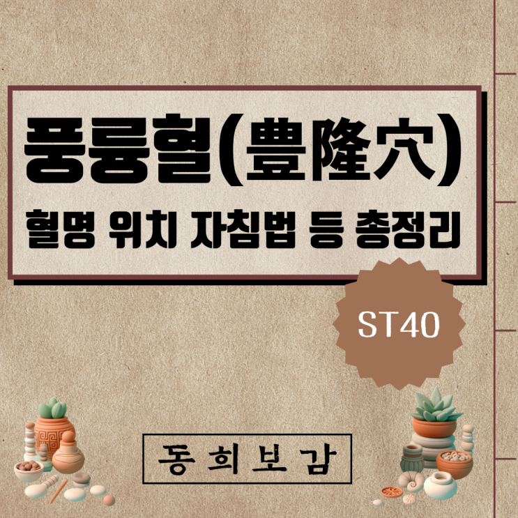  풍륭혈(豊隆穴) ST40, 소속경맥 혈명 위치 특성 자침법 등 총정리