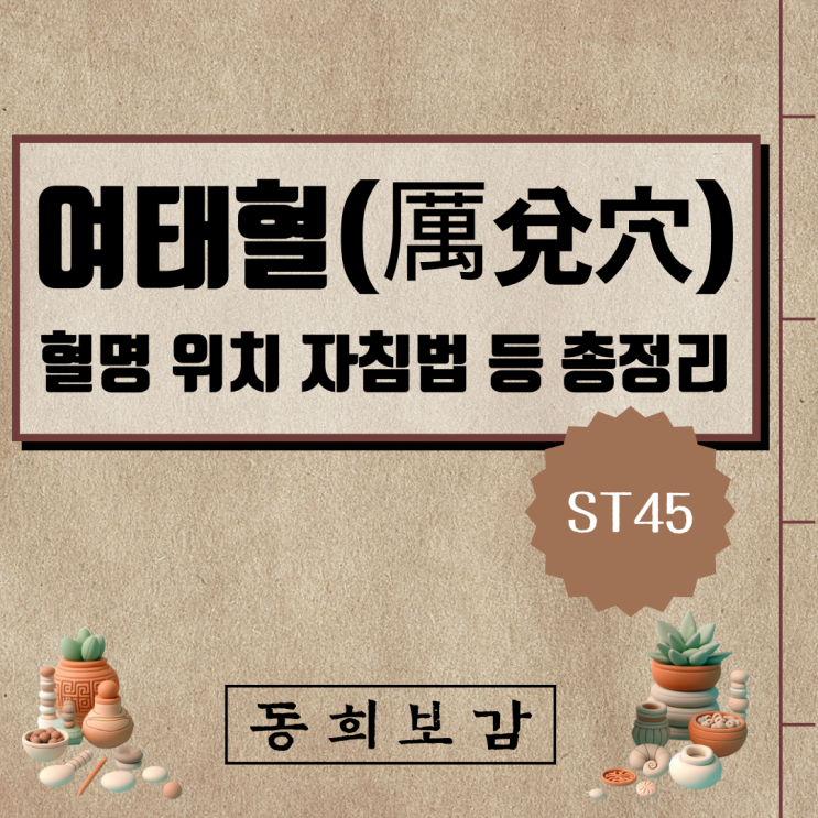  여태혈(厲兌穴) ST45, 소속경맥 혈명 위치 특성 자침법 등 총정리