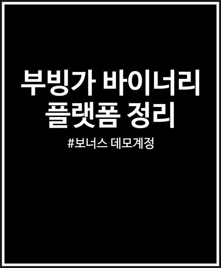  부빙가 바이너리 플랫폼 소개 (데모 계정 연습 및 보너스 정리)