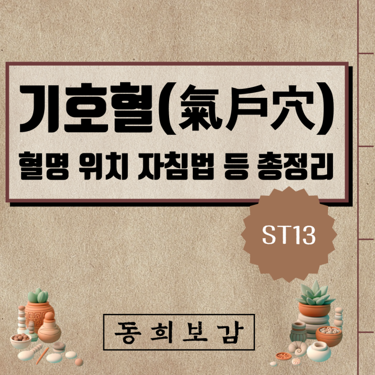  기호혈(氣戶穴) ST13, 소속경맥 혈명 위치 특성 자침법 등 총정리