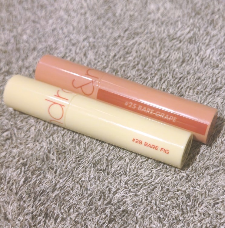  뮤트톤 립 틴트 추천 롬앤 쥬시래스팅 베어 피그 베어 그레이프 발색 비교