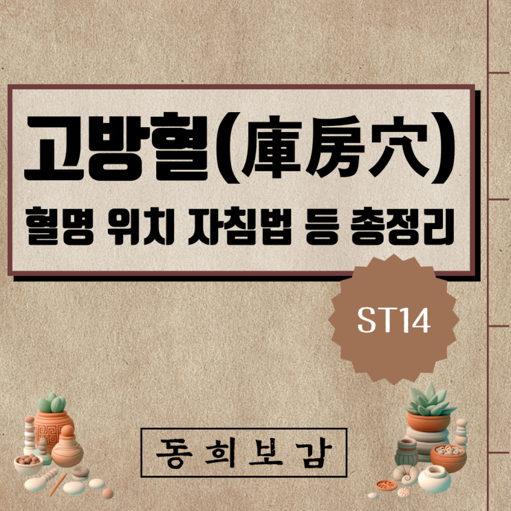  고방혈(庫房穴) ST14, 소속경맥 혈명 위치 특성 자침법 등 총정리