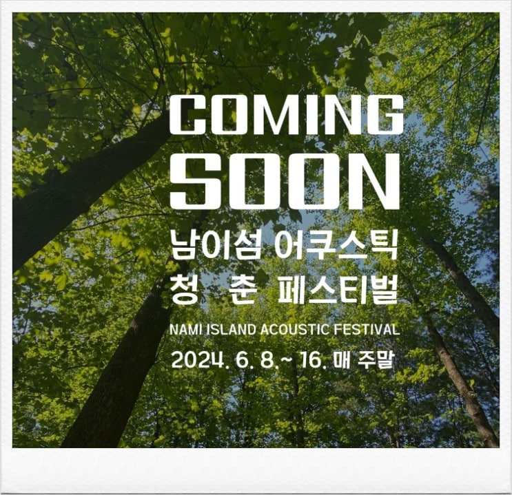  남이섬 어쿠스틱 청춘 페스티벌 라인업일정 행사 정보