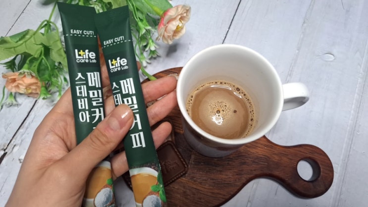  스테비아커피믹스 건우에프피 메밀 들어가서 고소하네