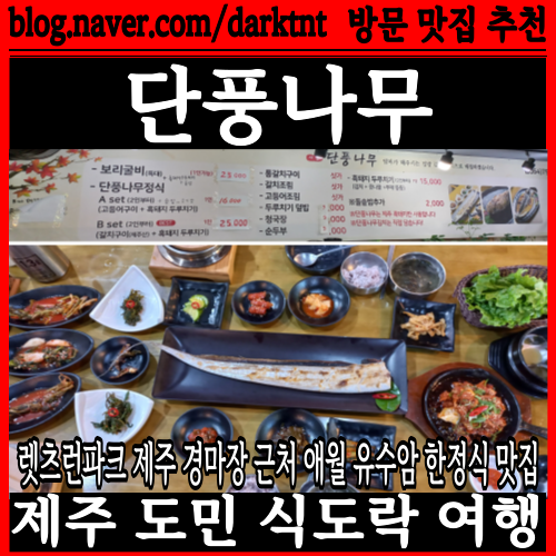 렛츠런파크제주 경마공원 근처 유수암 애월 맛집 제라지게 큰 제주 갈치 한식당 단풍나무 추천