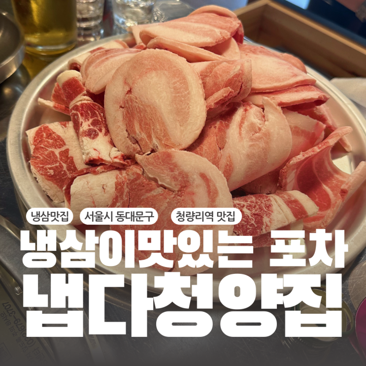  청양리냉삼 단체모임으로 좋은 역근처 포차술집 전농동 삼겹살맛집 냅다청양집