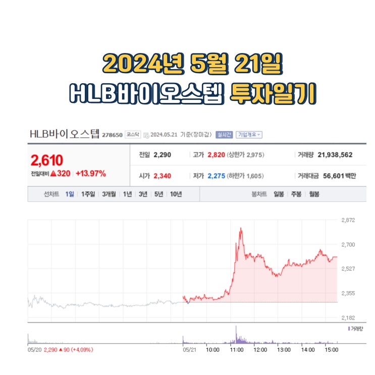  2024년 5월 21일 HLB바이오스텝 투자일기