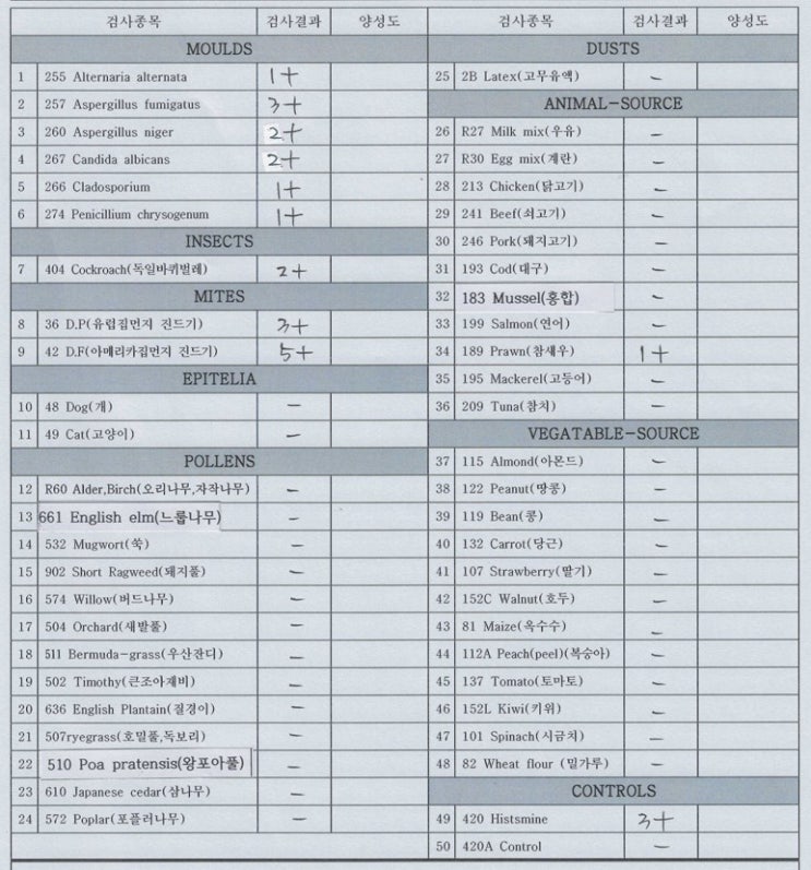  알레르기 피부반응검사