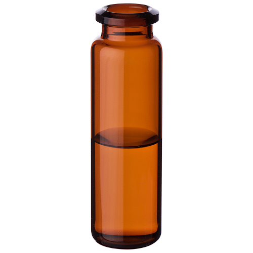 [유리초자] 20 ml 엠버 크림프 바이알 (둥근 바닥) 20 ml Amber Crimp Vial (Rounded Base)