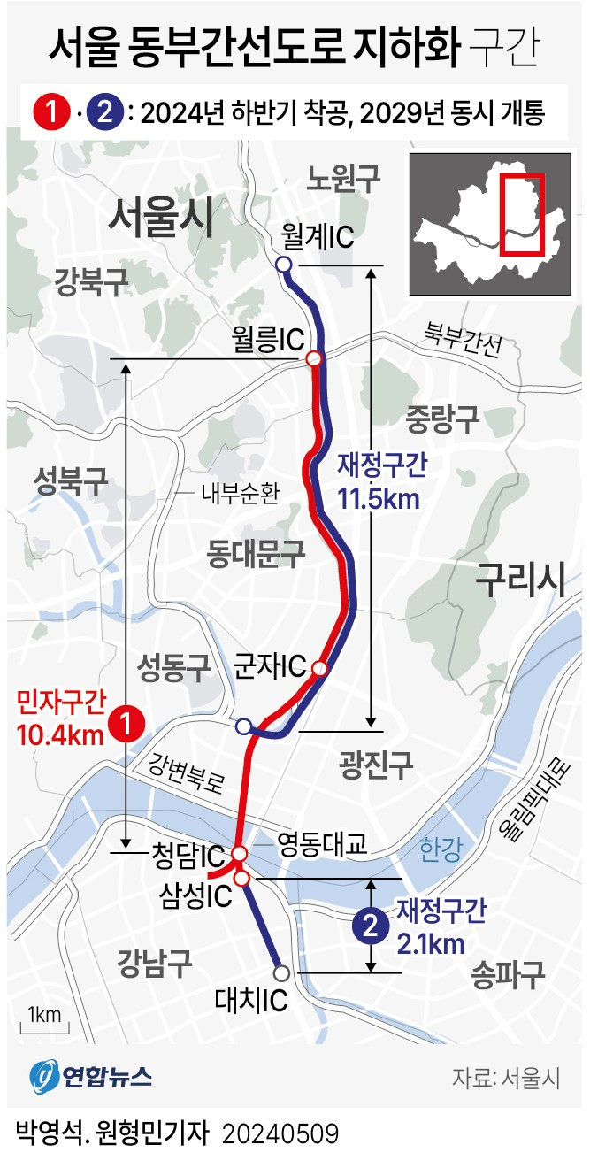  서울시 중랑구 호재 :: 동부간선도로 지하화, 면목선, 중랑천 수변공원