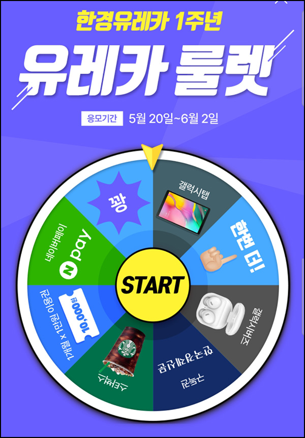 한경유레카 룰렛이벤트(스벅등 343명)즉당~06.02 한경유레카 룰렛이벤트(스벅등 343명)즉당~06.02