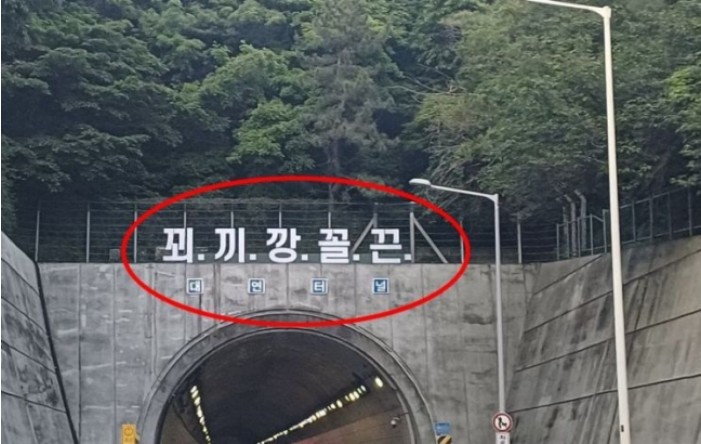 "저거 읽다가 사고나겠다"…<b>부산 터널</b>입구 정체불명 5글자 논란