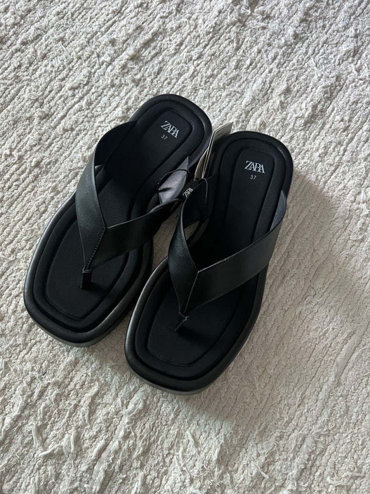  ZARA 자라 슬리퍼 리뷰 플립플랍(FLAT STRAPPY SLIDER SANDALS-black)