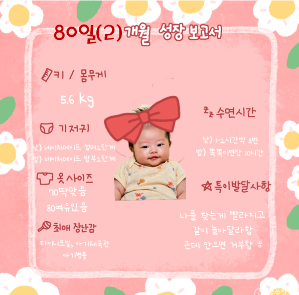  80일 아기 성장보고서 | 2개월 나를 찾는 시간이 빨라짐 요람 자세 싫어함