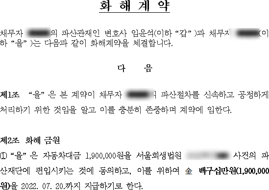  파산관재인 화해계약의 의미 및 이행방법