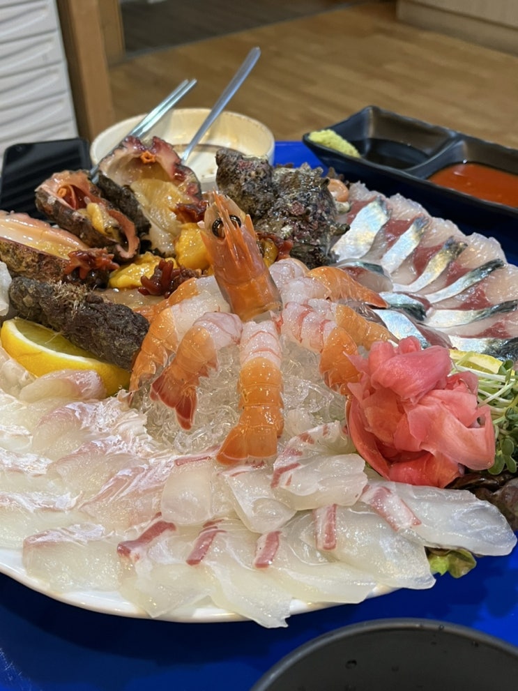  제주공항맛집 딱새우회 고등어회 맛있는 노포갬성 백록집 제주공항점