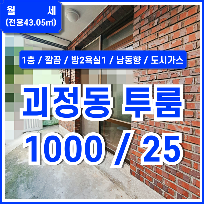 [월세] 부산시 사하구 괴정동주택1층 내부 깔끔하고 월세 저렴한 괴정동단독주택 방2욕실1 남동향 도시가스