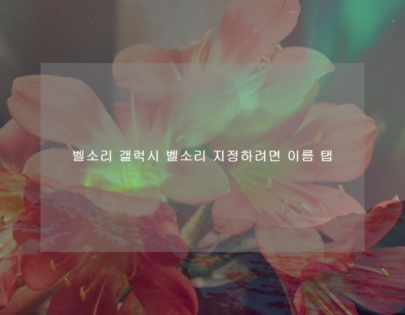 벨소리 갤럭시 벨소리 지정하려면 이름 탭