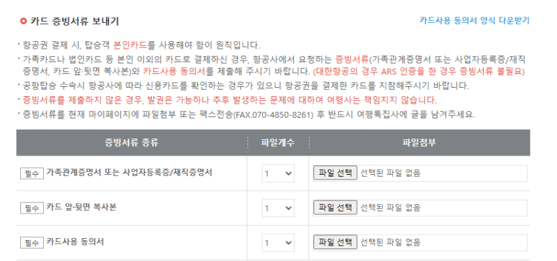 남의 카드로 인터파크투어 항공권 결제하기 (타인 카드 결제, 준비 서류, 에어부산)