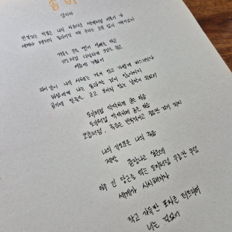  [필사] 좀비 / 심지아作 *좋은 시 추천