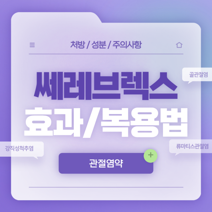  관절염 약 : 쎄레브렉스 캡슐 100mg 200mg 400mg 【#세레콕시브 #골관절염 #류마티스관절염 #강직성척추염】