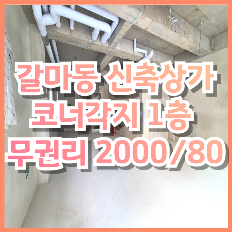  대전 갈마동 상가(금액협의, 코너각지 1층, 첫입주, 무권리, 렌탈프리 가능, 15평, 내부수도, 화장실) - 뷰티샵, 사무실, 무인샵, 카페, 공방, 소품샵 등