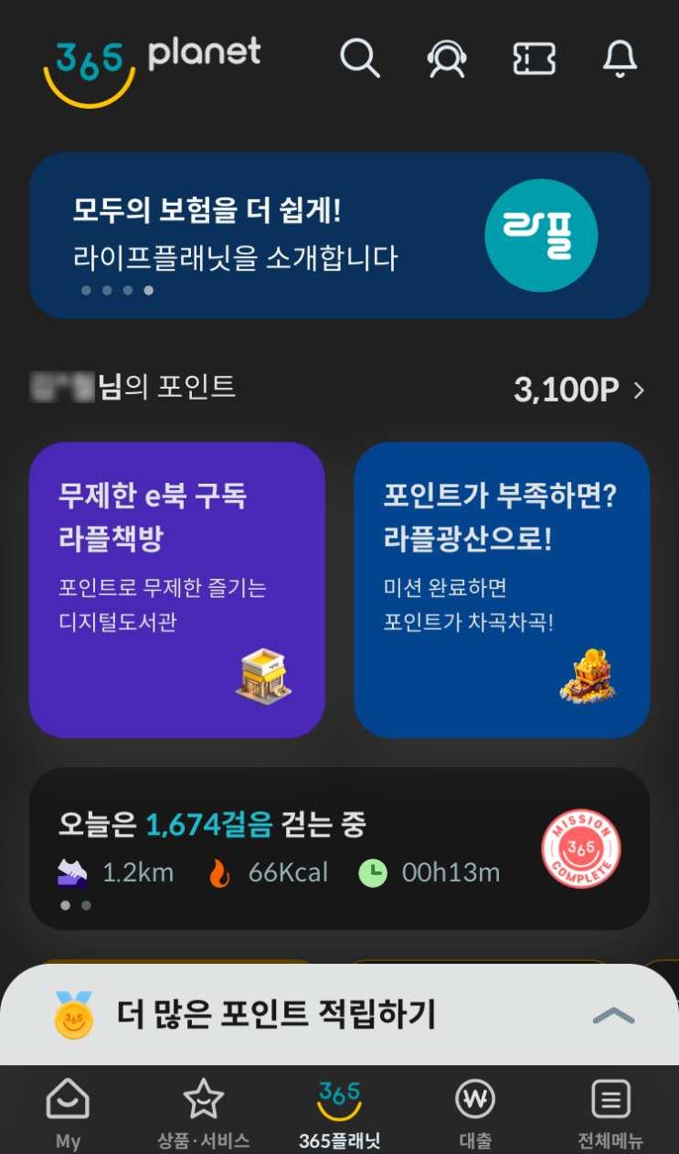  라이프플래닛 걷기포인트로 미니보험 가입