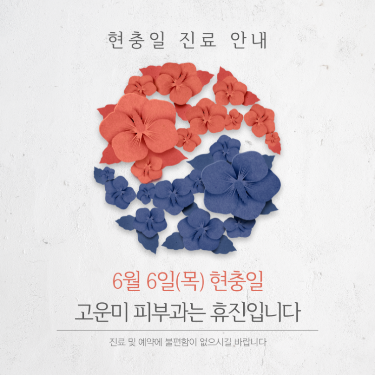  고운미 피부과 6월 6일(목) 현충일 휴진 안내