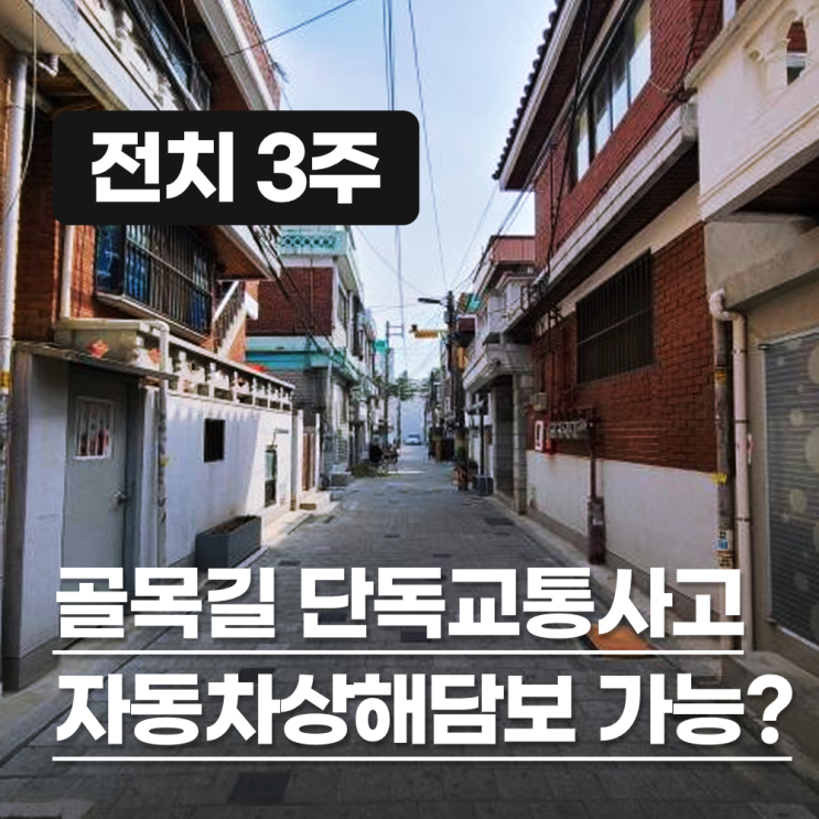  골목길 갑자기 튀어나온 사람 피하려다 단독 교통사고가 난 경우 보험금은?