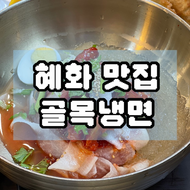  혜화 맛집 대학로 혼밥 쫄깃한 명태회냉면 점심 추천 혜화 골목냉면