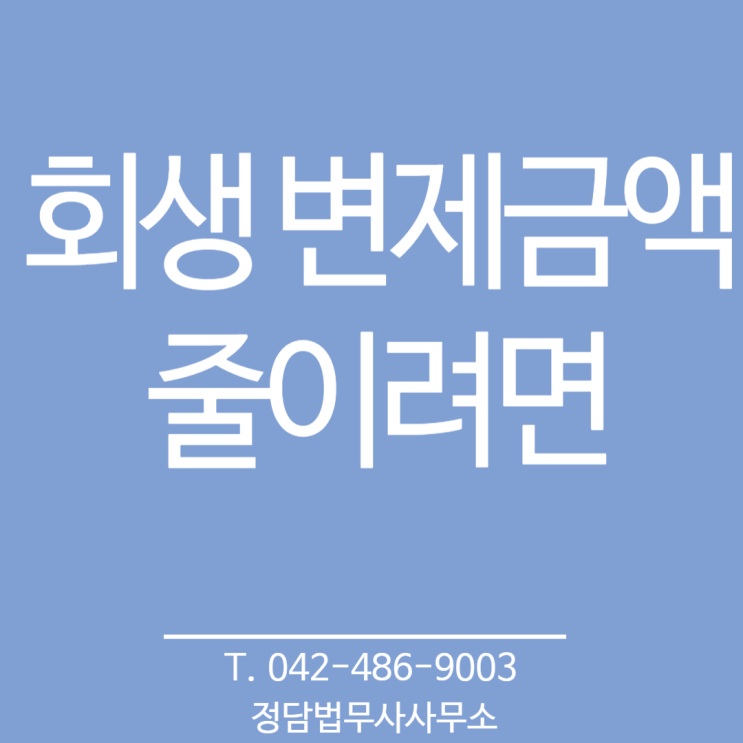  회생 변제금액을 줄이려면 (대전 정담 법무사사무소)