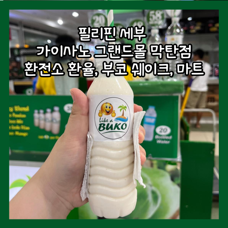  [필리핀 세부] 플렌테이션 베이에서 그랩으로 "가이사노 그랜드몰 막탄" 환전소 환율, 부코쉐이크, 마트 후기