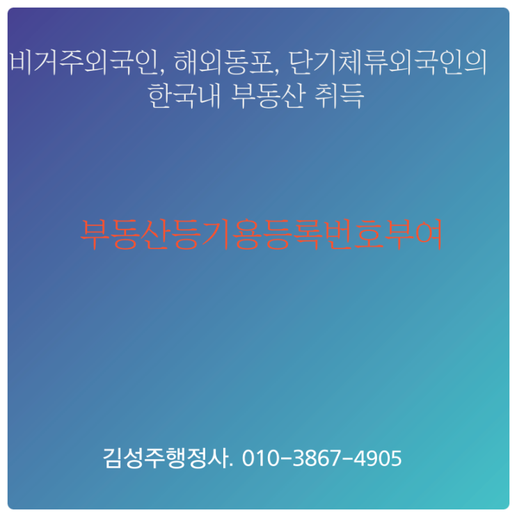  비거주 외국인의 부동산등기용 등록번호 부여 신청, 발급