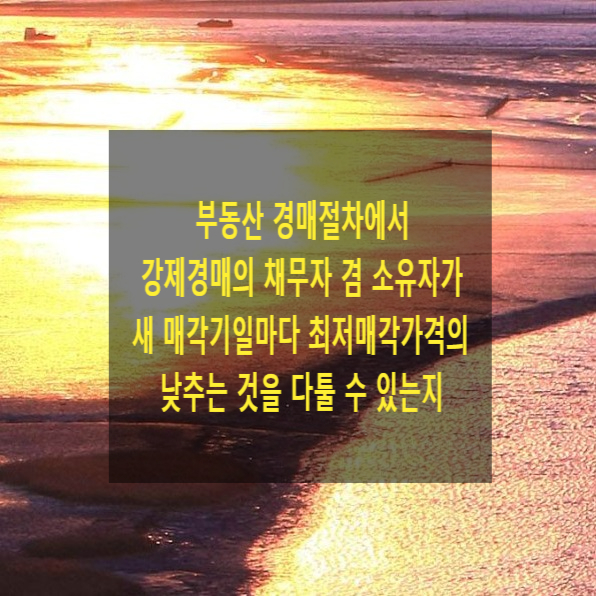  부동산 경매절차에서 강제경매의 채무자 겸 소유자가 새 매각기일마다 최저매각가격의 낮추는 것에 대하여 다툴 수 있는지