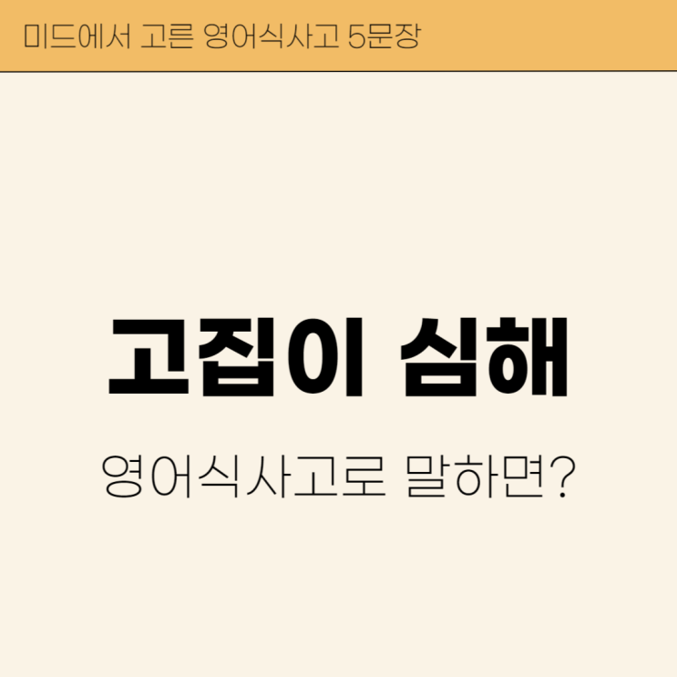  "고집이 심해" 영어로? 같이 암기해요!