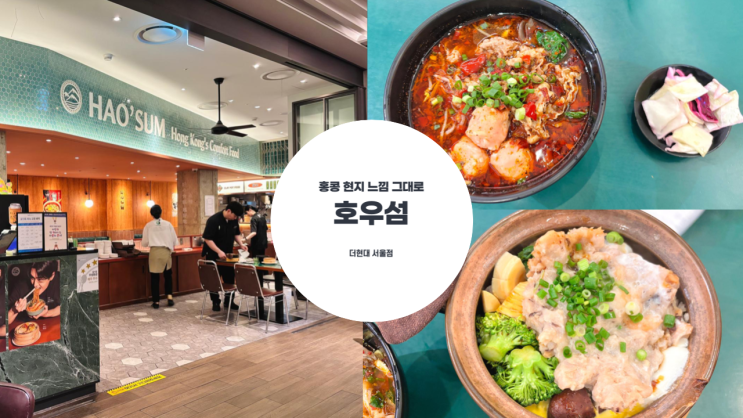  홍콩 현지 느낌 그대로 홍콩식  솥밥 뽀짜이판과  진하게 우려낸 우육탕면이 맛있는 호우섬 더 현대 서울점