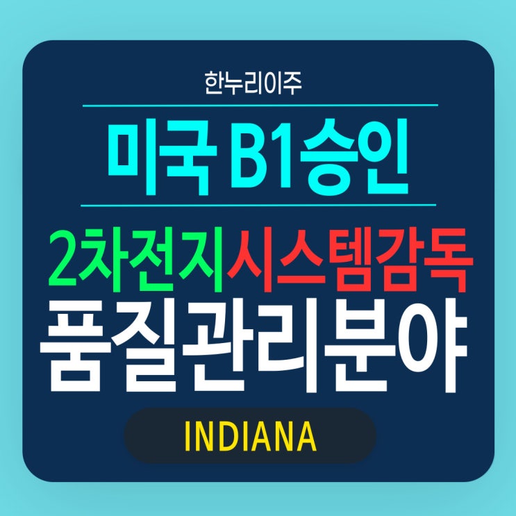  2차전지 품질관리분야 시스템관리감독 B1 비자