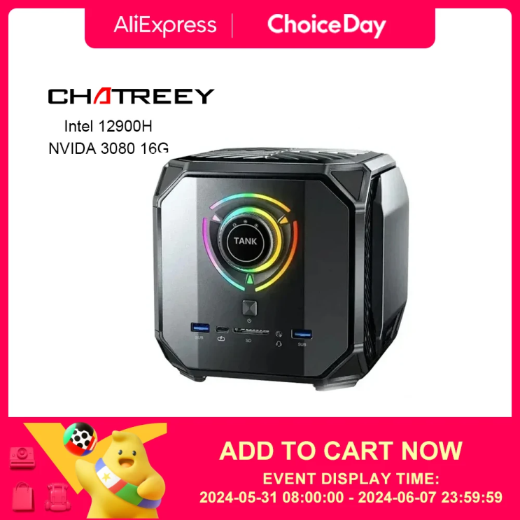  Chatreey 탱크 미니 PC 인텔 코어 i9 12900H i7 12700H, 엔비디아 3080 16G 게이밍 데스크탑 컴퓨터, PCIE 4.0 와이파이 6 BT5.0