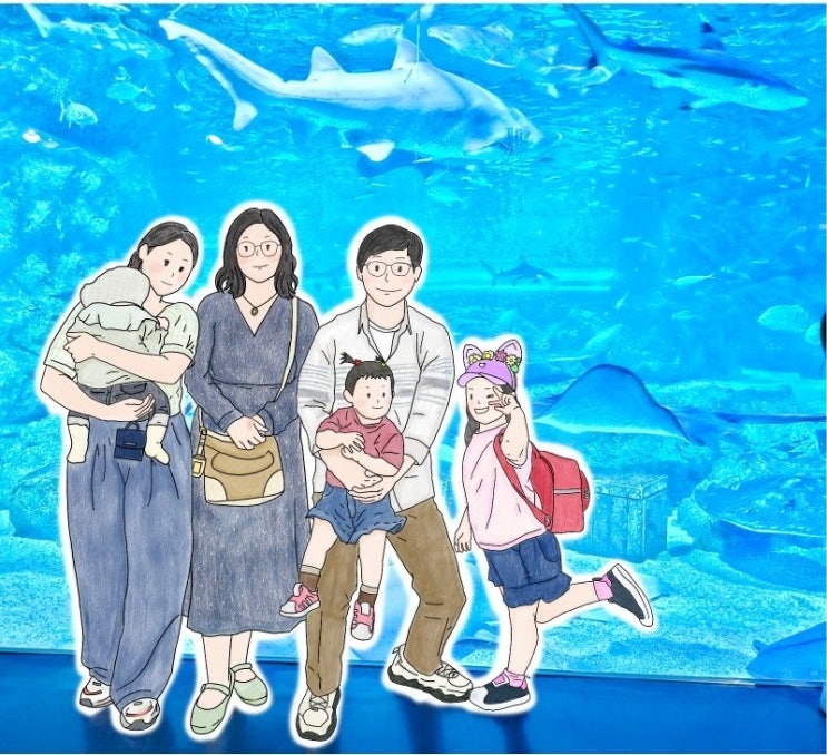  디지털 드로잉 취미 라인 드로잉 가족 그림 그리기 완성
